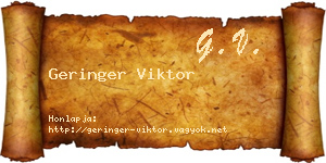 Geringer Viktor névjegykártya